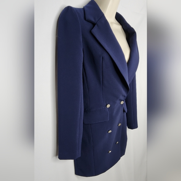 Elegant Navy Double-Breasted Women's Dress Blazer XXS (FAST SHIPPING) - Picture 2 of 10